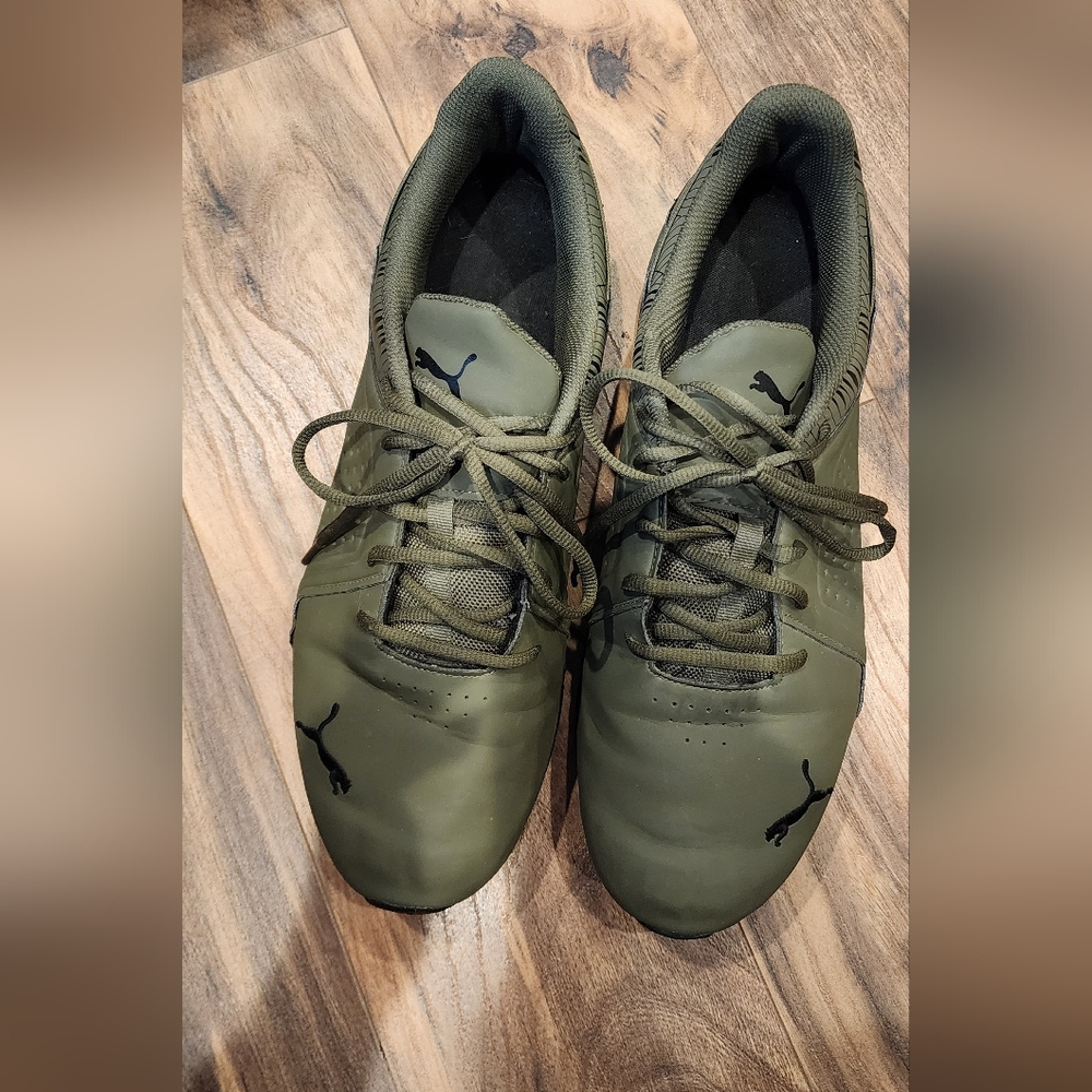 Puma Men’s Olive Green Sneakers Size 13 Running Training Shoes Lightweight Mesh
